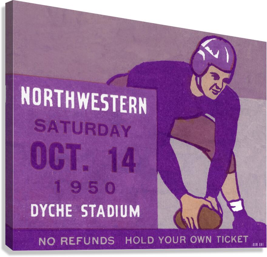 1950 Northwestern Wildcats Football Ticket Art  Canvas Print
