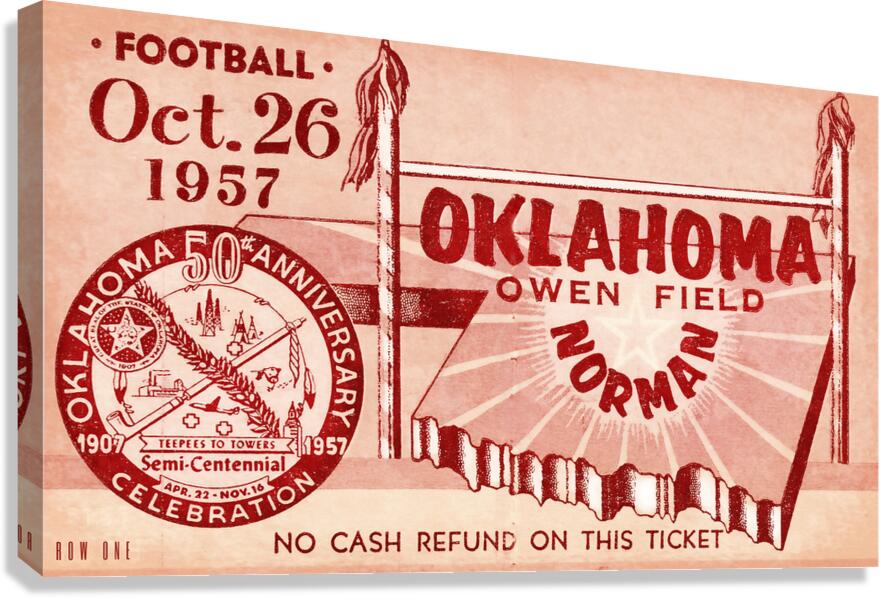 1957 Oklahoma Sooners Football Ticket Remix Art  Canvas Print