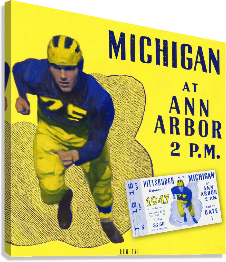 1947 Michigan Wolverines Football Ticket Remix  Canvas Print