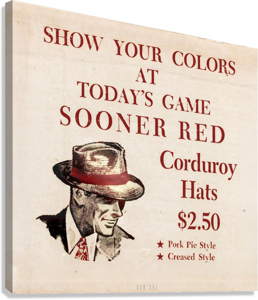 1950s Sooner Red Corduroy Hats Ad  Canvas Print