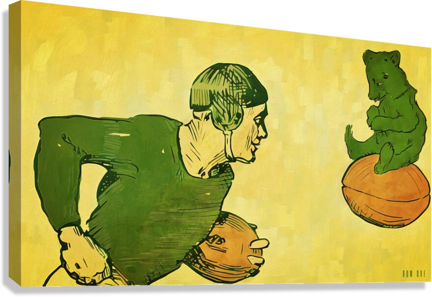 Early 1900s Baylor Bear & Baylor Football Player Art  Canvas Print