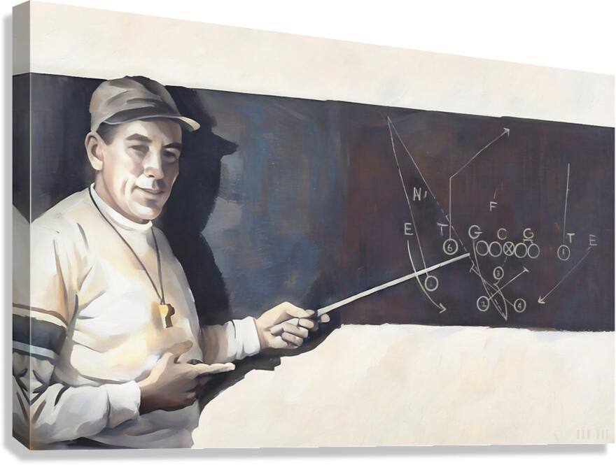 Football Coach at Chalkboard Canvas Print