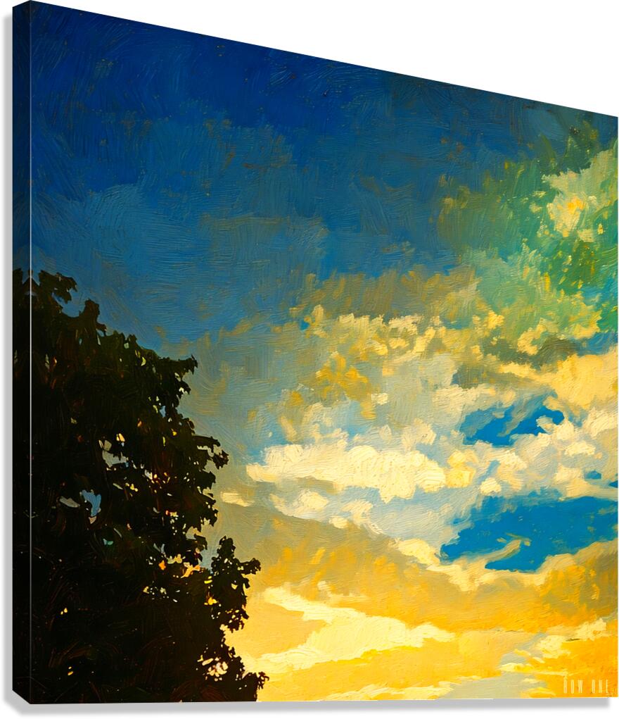 Yellow Sunset and Clouds Canvas Print
