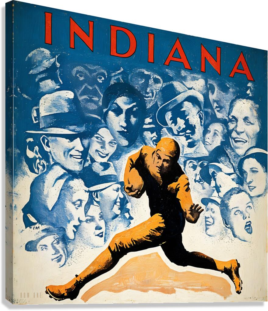 1930s Vintage Indiana Hoosiers Football Art Canvas Print