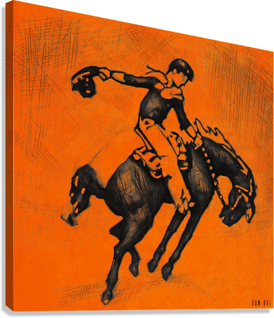 1950s Oklahoma State Cowboys Sketch Art Canvas Print