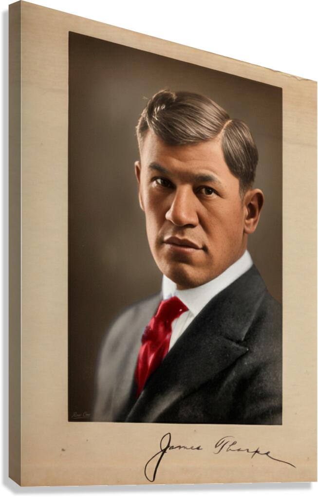 Early 1900s Jim Thorpe Photo and Signature Art Canvas Print