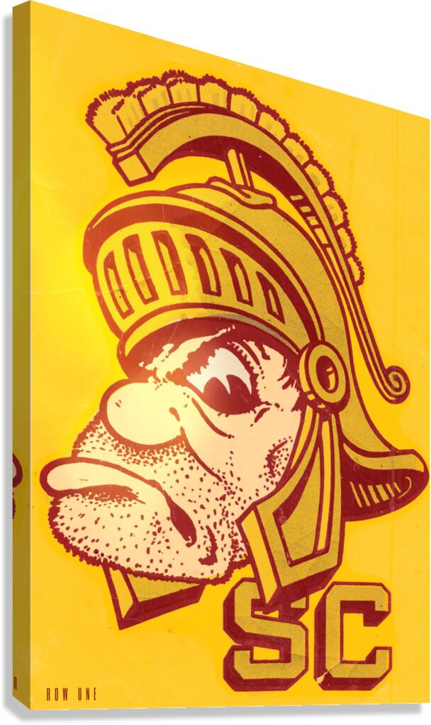 Vintage USC Trojan Cartoon Art Canvas Print