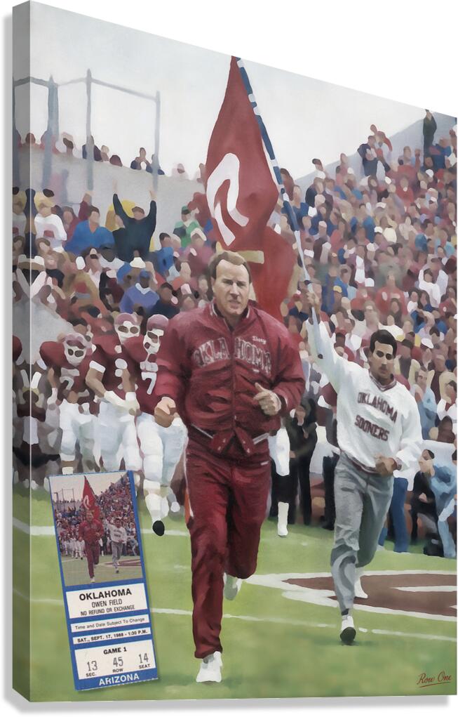1988 Oklahoma Football Ticket Barry Switzer Art Canvas Print