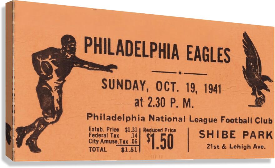 1941 Philadelphia Eagles Ticket Art | Row One Brand Canvas Print