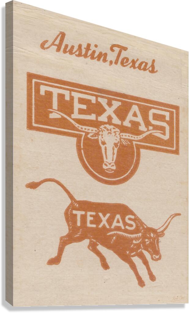 Vintage Austin Texas and Longhorn Art Canvas Print