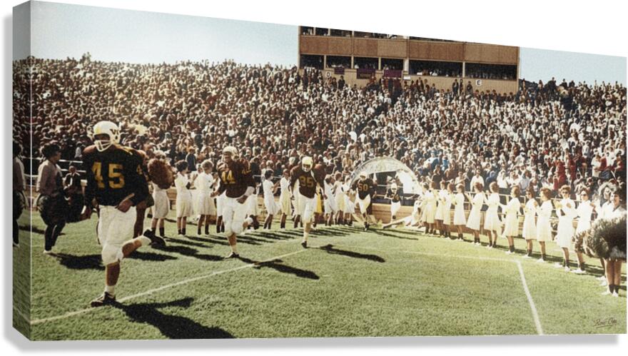 Vintage 1950s Wyoming Cowboys Football Entrance Art Canvas Print