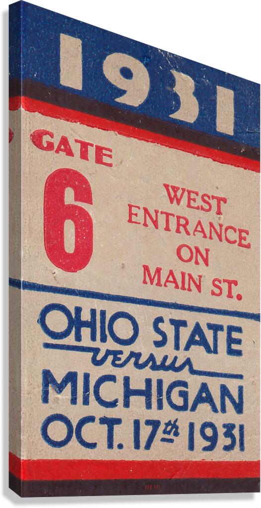 1931 Ohio State at Michigan Ticket Art Canvas Print