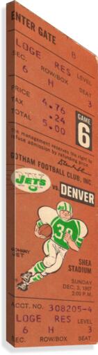1967 Denver Broncos vs. New York Jets Football Ticket Art  Canvas Print