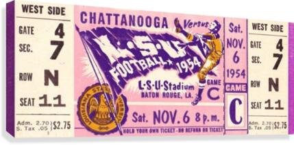 1954 Chattanooga vs. LSU Football Ticket Art Canvas Print