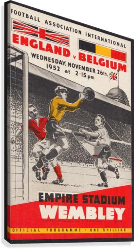 1952 England vs. Belgium Association Football Art   Canvas Print