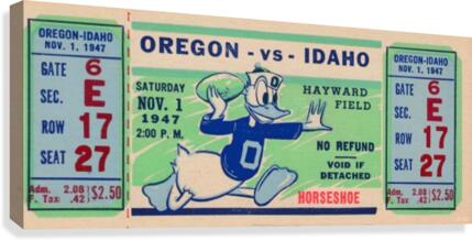 1947 Idaho vs. Oregon Ducks Football Ticket Canvas  Canvas Print