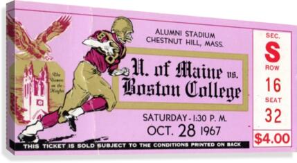 1967 Maine vs. Boston College Football Ticket Art  Canvas Print