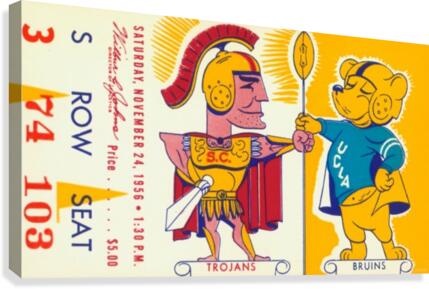 1956 USC vs. UCLA Football Ticket Canvas Canvas Print