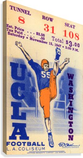 1947 Washington Huskies at UCLA Bruins Ticket Art Canvas Print