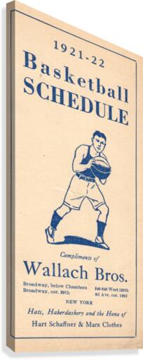 1921 Basketball Schedule Art  Canvas Print