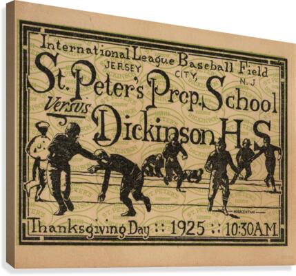 1925 St. Peters Prep Football Ticket Art Canvas Print