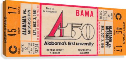 1981_College Football_Alabama vs. Ole Miss_Bryant Denny Stadium_Alabamas First University_Ticket Canvas Print