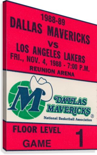 Dallas Mavericks Basketball Ticket Stub Wall Art Print_Sports Ticket Reproduction Canvas Print