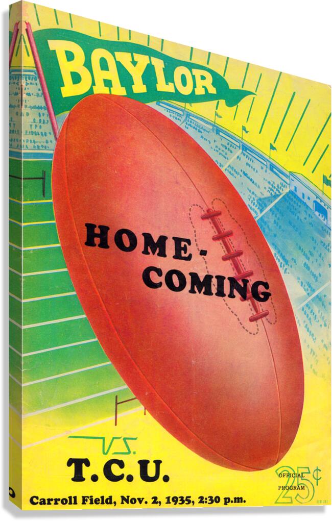 1935 Baylor Bears vs. TCU Horned Frogs Cover Art Canvas Print