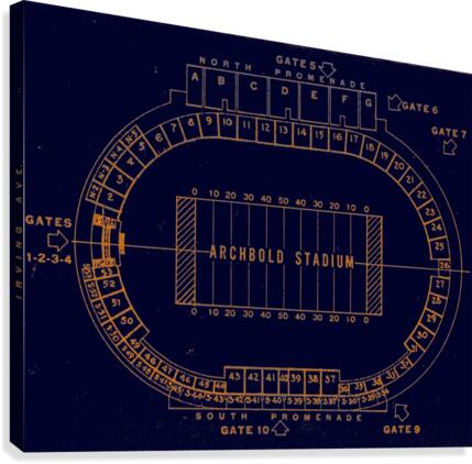 archbold stadium map vintage college football stadium art (1) Canvas Print