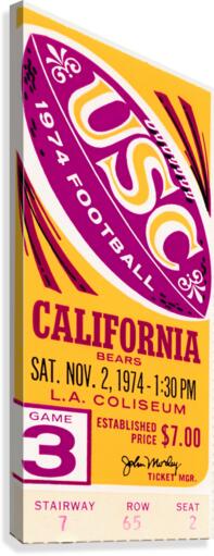 1974 Cal Bears at USC Trojans Football Ticket Art Canvas Print