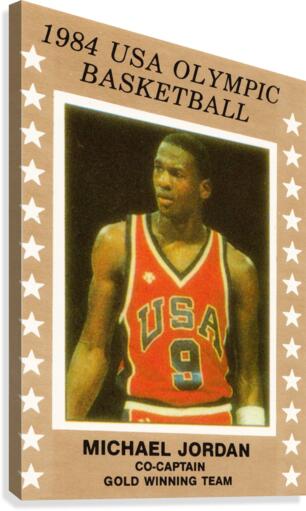 1984 USA Olympic Basketball Card Michael Jordan Art   Canvas Print