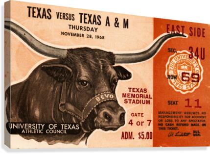 1968 Texas vs. Texas A&M Canvas Print