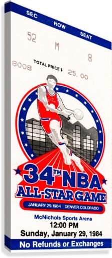1984 NBA All-Star Game Ticket Wall Art Canvas Print
