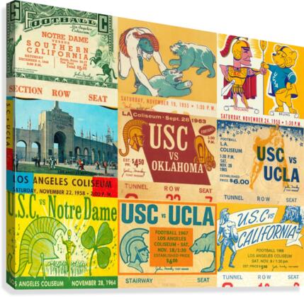 USC Trojans Football Ticket Stub Collage Canvas Print
