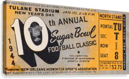 1944 Sugar Bowl Tulsa vs. Georgia Tech Canvas Print