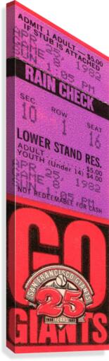 1982 San Francisco Giants Ticket Stub Art  Canvas Print