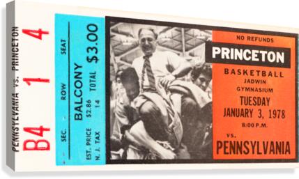 1978 Princeton Basketball Pete Carril Ticket Art Canvas Print