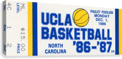 1986 UCLA vs. North Carolina Basketball Ticket Canvas Canvas Print