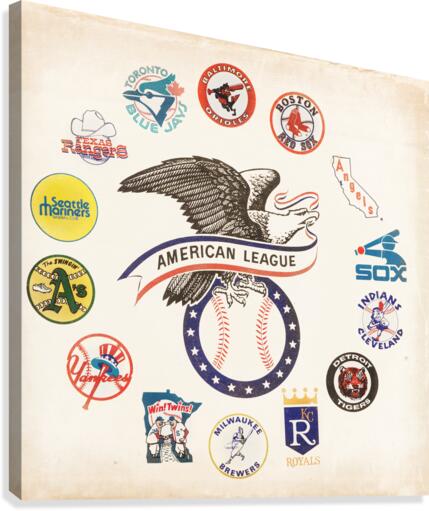 Vintage Seventies American League Teams Art Canvas Print