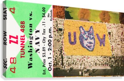 1960 Washington vs. Navy Football Ticket Canvas Canvas Print
