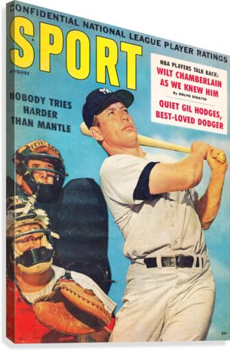 1960 Mickey Mantle Sport Cover Art  Canvas Print
