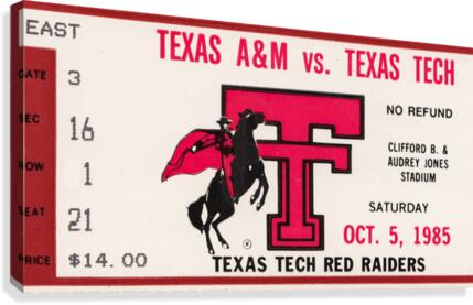 1985 Texas Tech vs. Texas AM Canvas Print