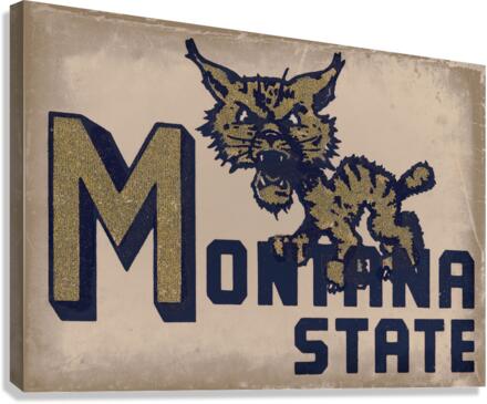 Vintage Montana State Bobcat Art Canvas Print