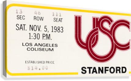 1983 USC vs. Stanford Football Ticket Wall Art Canvas Print
