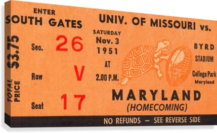 1951 Maryland Terps vs. Missouri Tigers Canvas Print