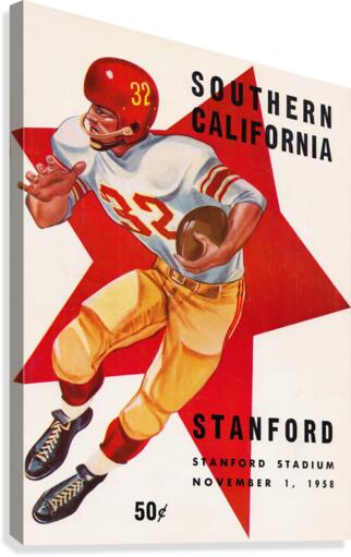 1958 Stanford vs. USC Football Program Cover Art Canvas Print