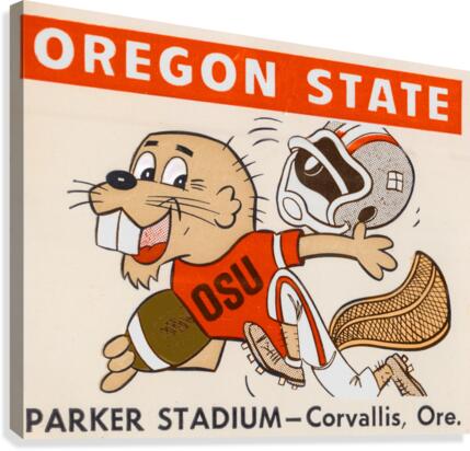 1970 Oregon State Beaver Ticket Stub Remix Art Canvas Print