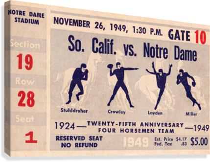 1949 USC Trojans vs. Notre Dame Irish Canvas Print
