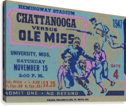 1947 Ole Miss Rebels vs. Chattanooga Canvas Print
