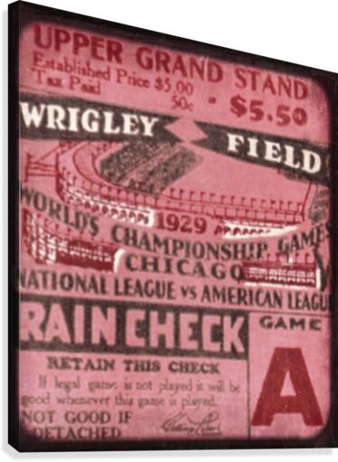 1929 Chicago Cubs World Series Ticket Stub Art | Row 1 Canvas Print